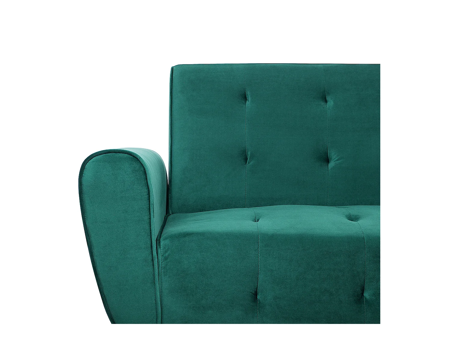 3-Sitzer Schlafsofa Samt grün gesteppt mit hohen Metallfüßen kupfer Selnes