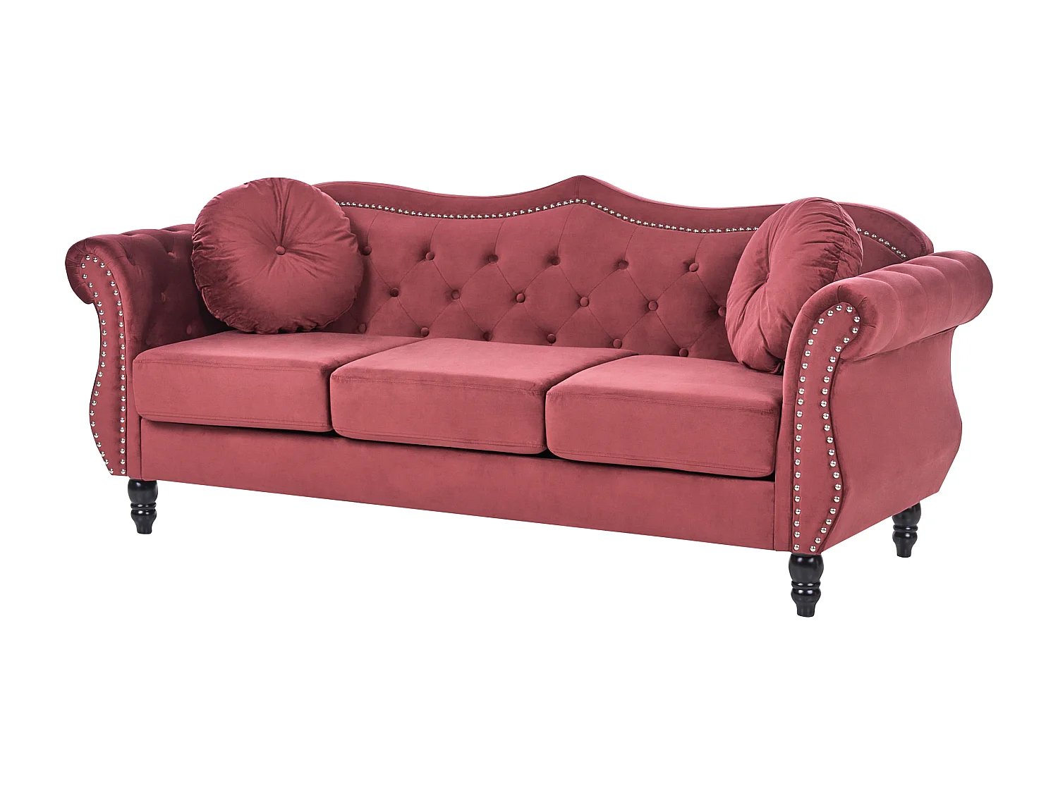 Bank SKIEN Fluweel Donkerrood 3-zitter