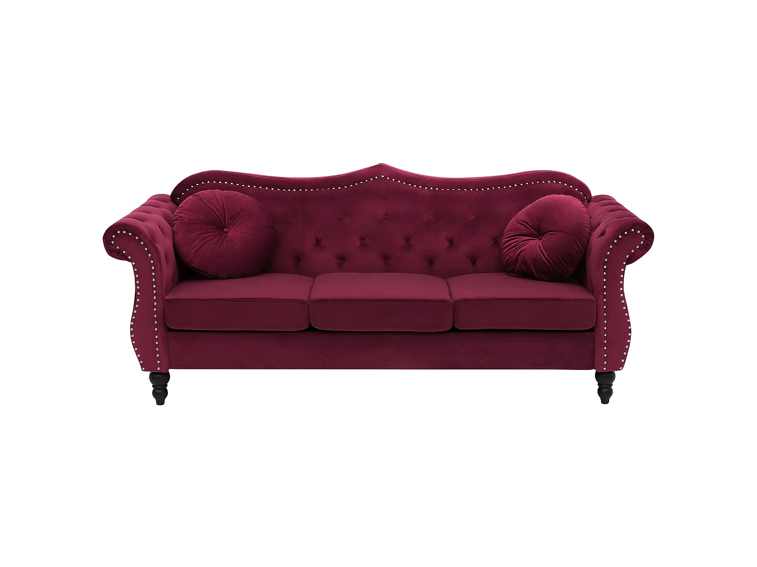 Canapé SKIEN Velours Rouge foncé 3 places