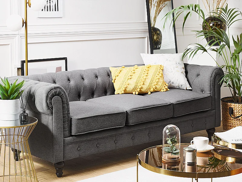 Tidyard Divano Chesterfield 2/3 Posti In Tessuto Multicolore - Eleganza Classica Con Braccioli Trapuntati, Perfetto Per Salotto E Ufficio (Larghezza 145,5 Cm O 200,5 Cm)