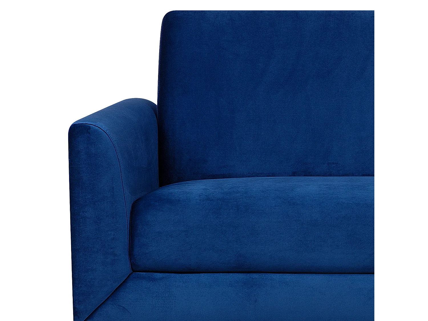 3-Sitzer Sofa Samt blau mit silbernen Metallfüßen dicke Sitzkissen Fenes
