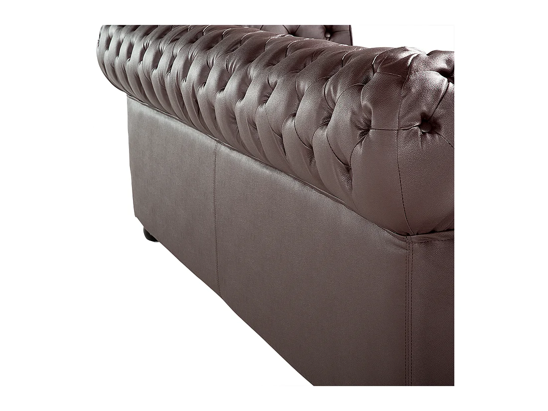 Sofá CHESTERFIELD Pele Castanho 3 lugares