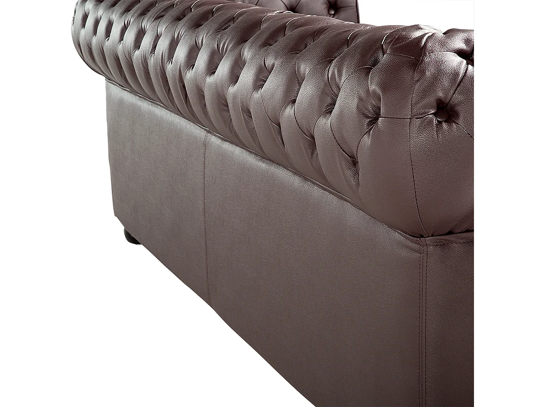 Sofá CHESTERFIELD Pele Castanho 3 lugares