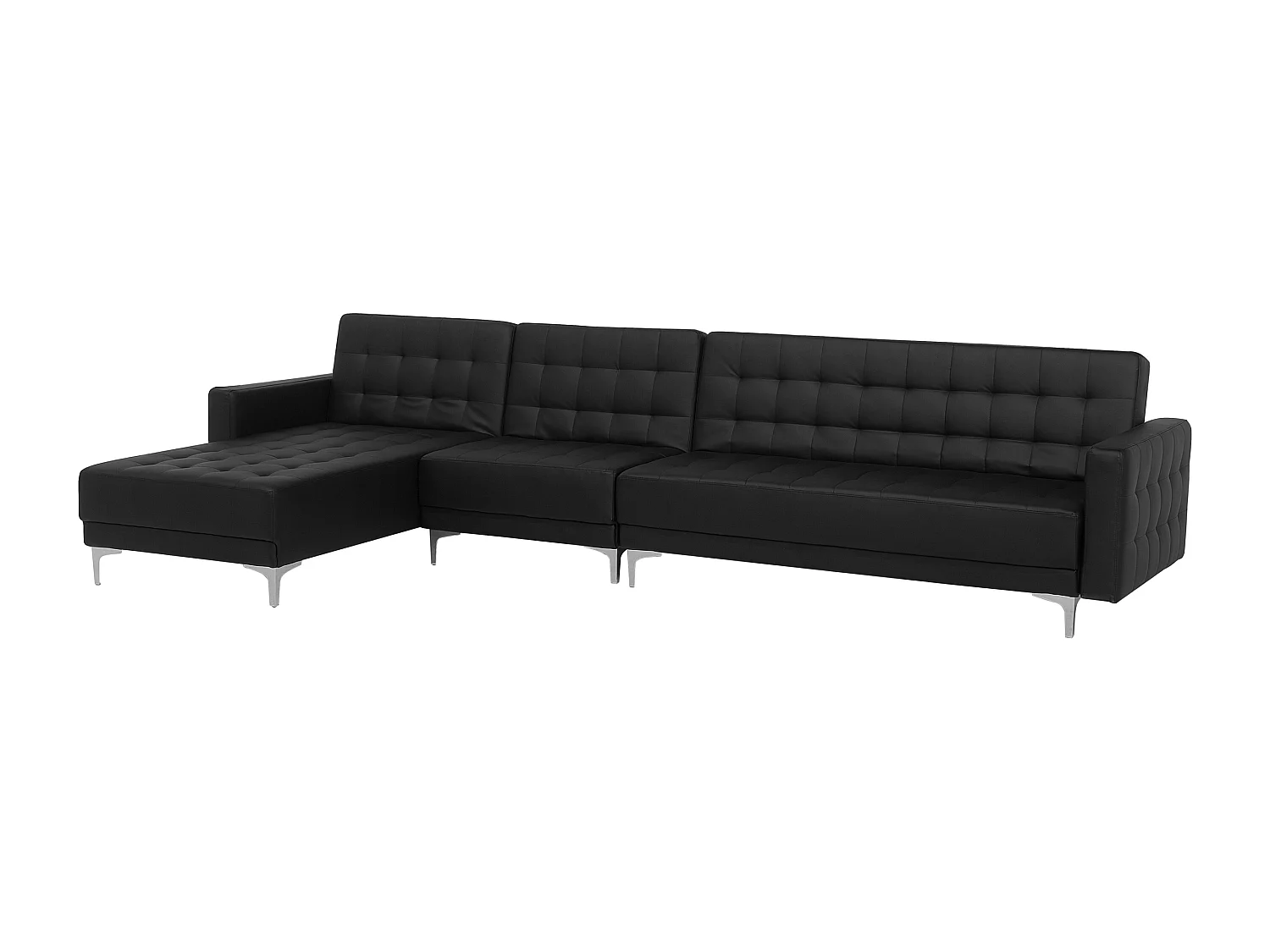 Canapé-lit d'angle modulable 5 places ABERDEEN Cuir PU Noir Côté droit