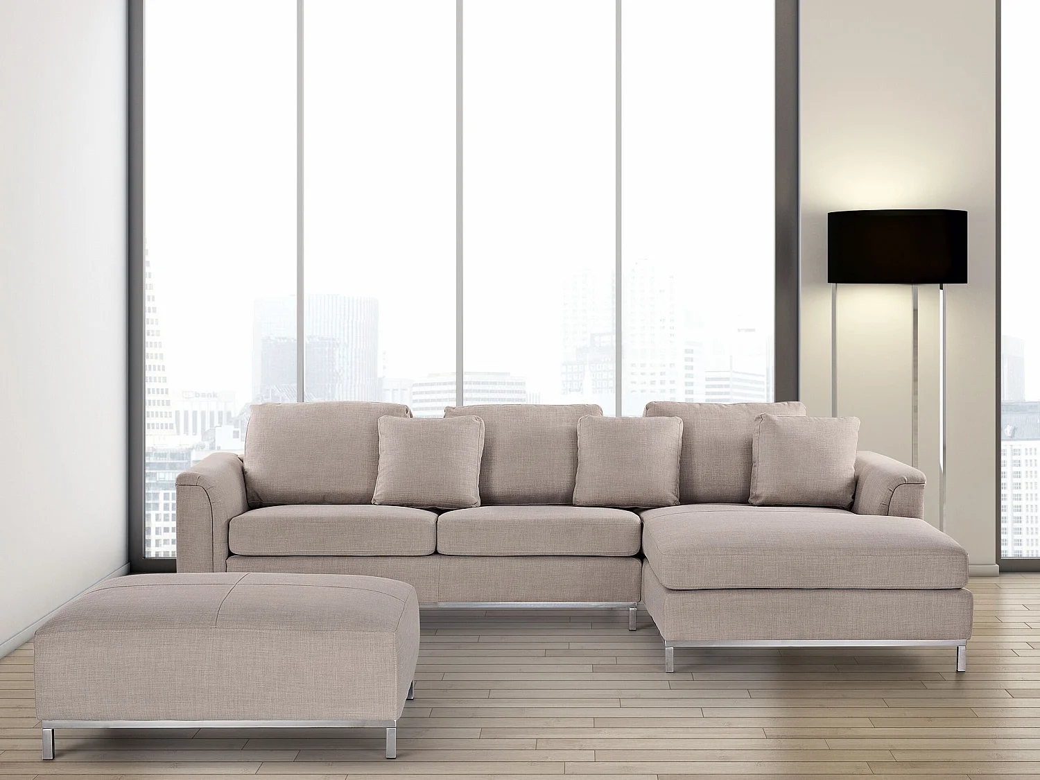 Hoekbank OSLO Stof Beige 4-zitter Linkerzijde