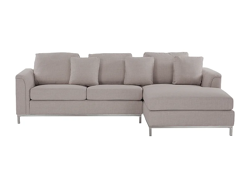 Modernes Ecksofa Polsterbezug 3 Zierkissen beige linksseitig Oslo