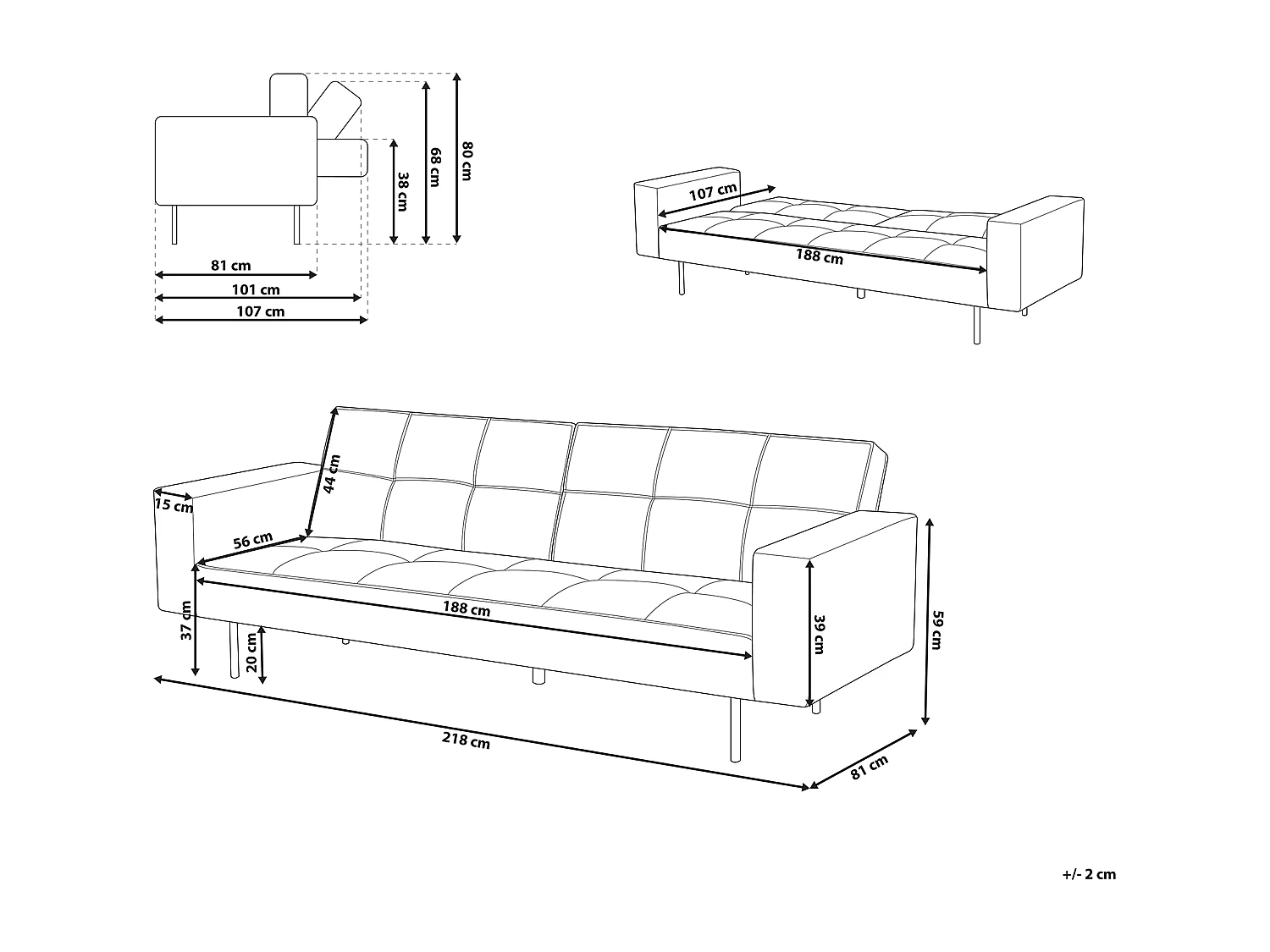 Schlafsofa VISNES Samtstoff Grau 3-Sitzer