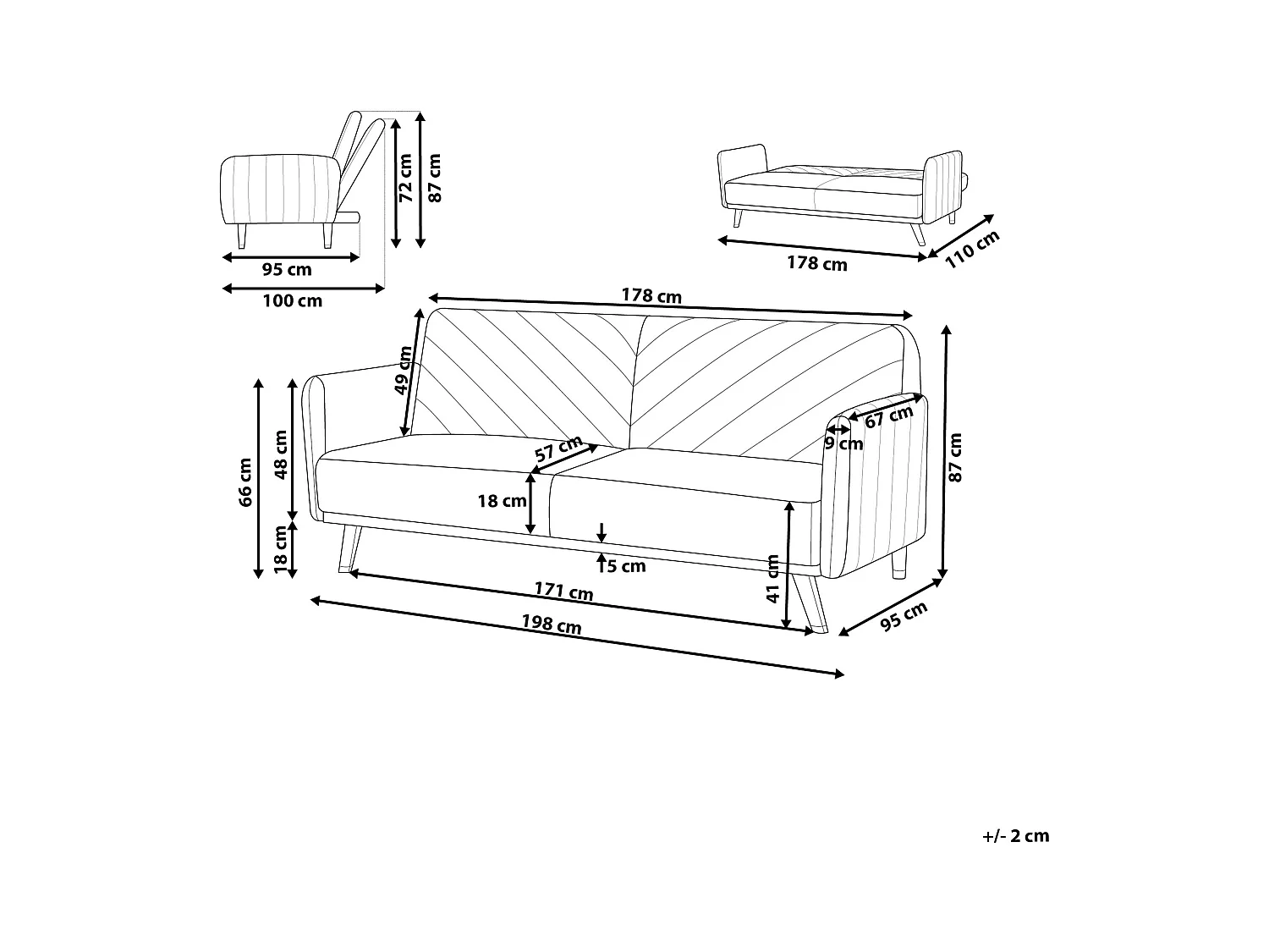 Canapé-lit 3 places SENJA Velours Vert émeraude