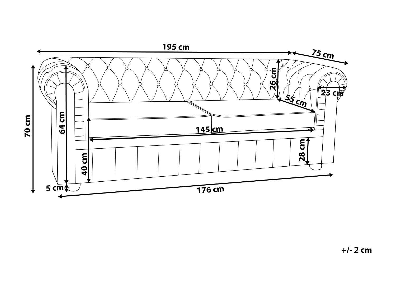 Bank CHESTERFIELD Kunstleer Groen 3-zitter