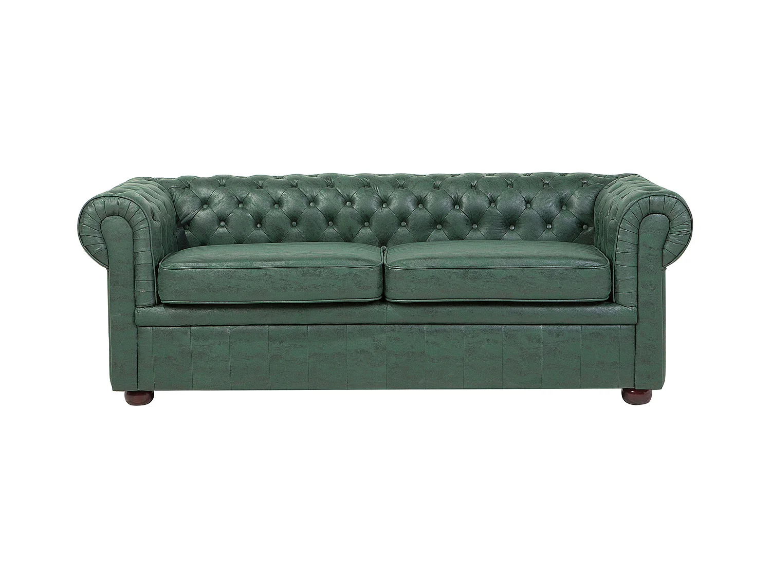 Klassisches Chesterfield Sofa 3er-Sitzer in Leder-Optik grün Chesterfield