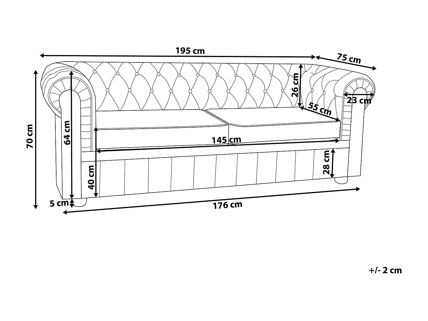 Divano CHESTERFIELD Pelle sintetica Verde 3 posti