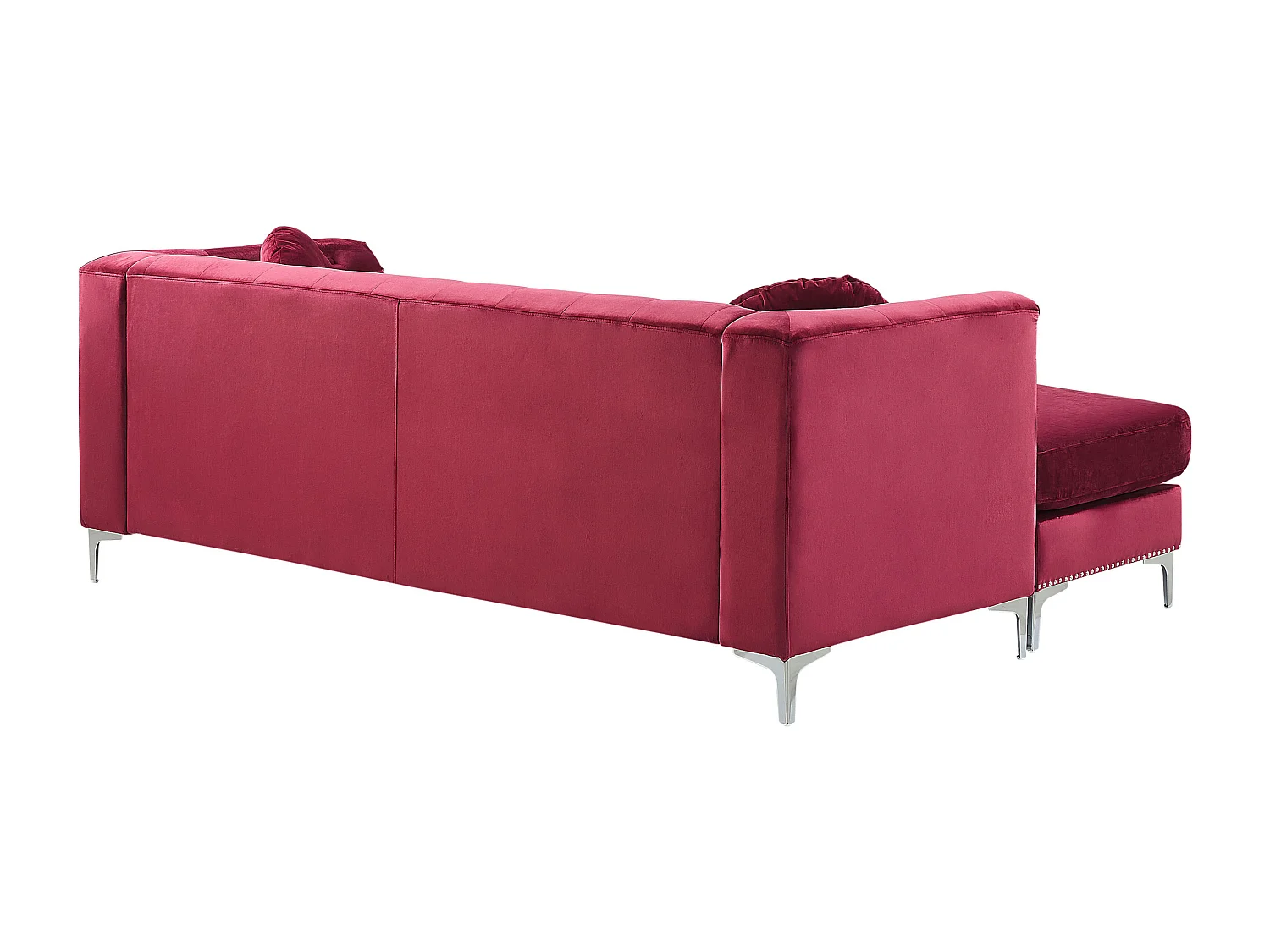 Canapé d'Angle Côté Droit - Flen - en Velours, Rouge Bordeaux