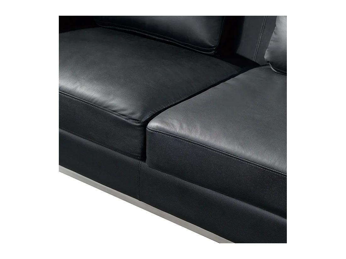 Modernes Ecksofa Echtleder 3 Zierkissen schwarz rechtsseitig Oslo