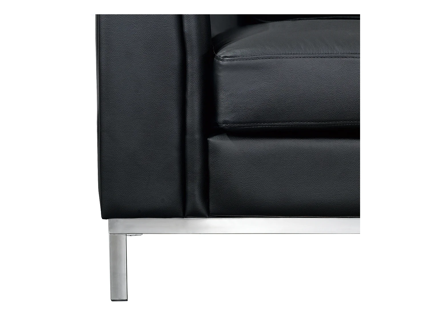 Modernes Ecksofa Echtleder 3 Zierkissen schwarz rechtsseitig Oslo