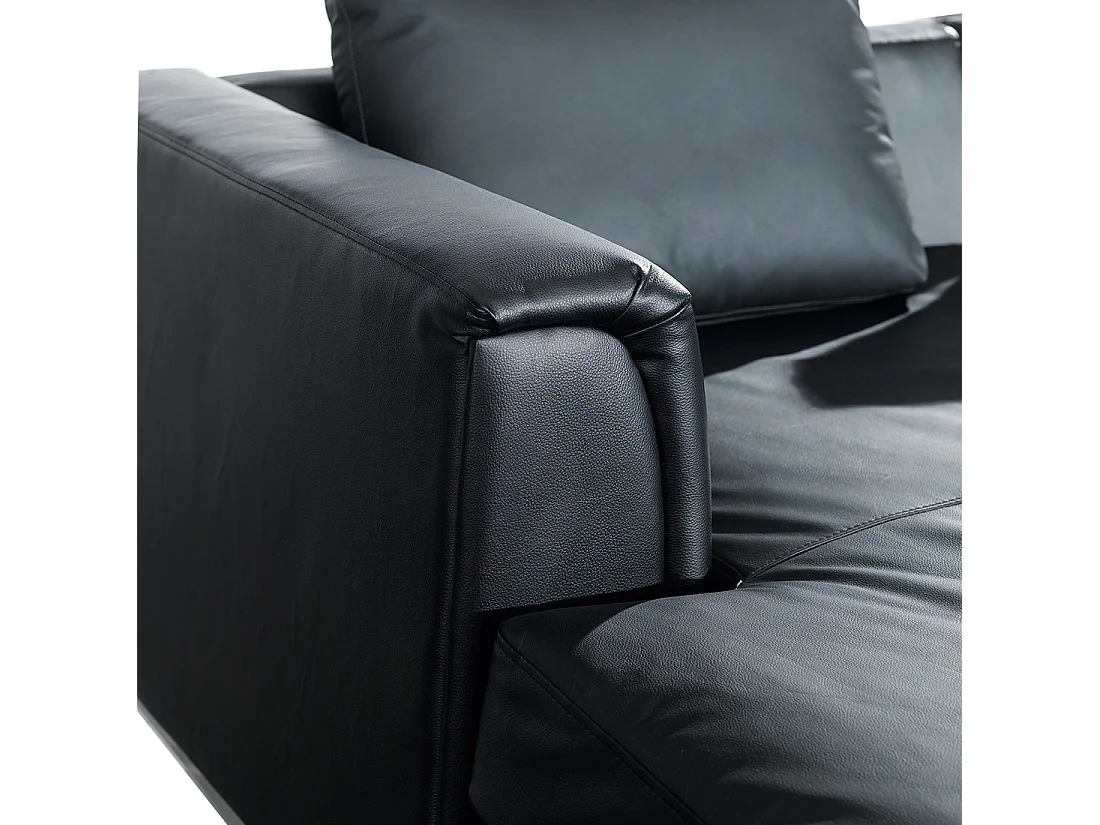 Canapé d'angle 4 places déhoussable en cuir matelassé Noir OSLO
