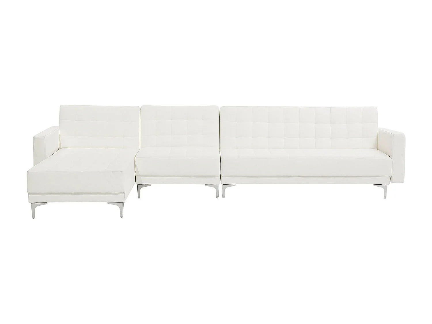 Canapé-lit d'angle modulable 5 places ABERDEEN Cuir PU Blanc Côté droit