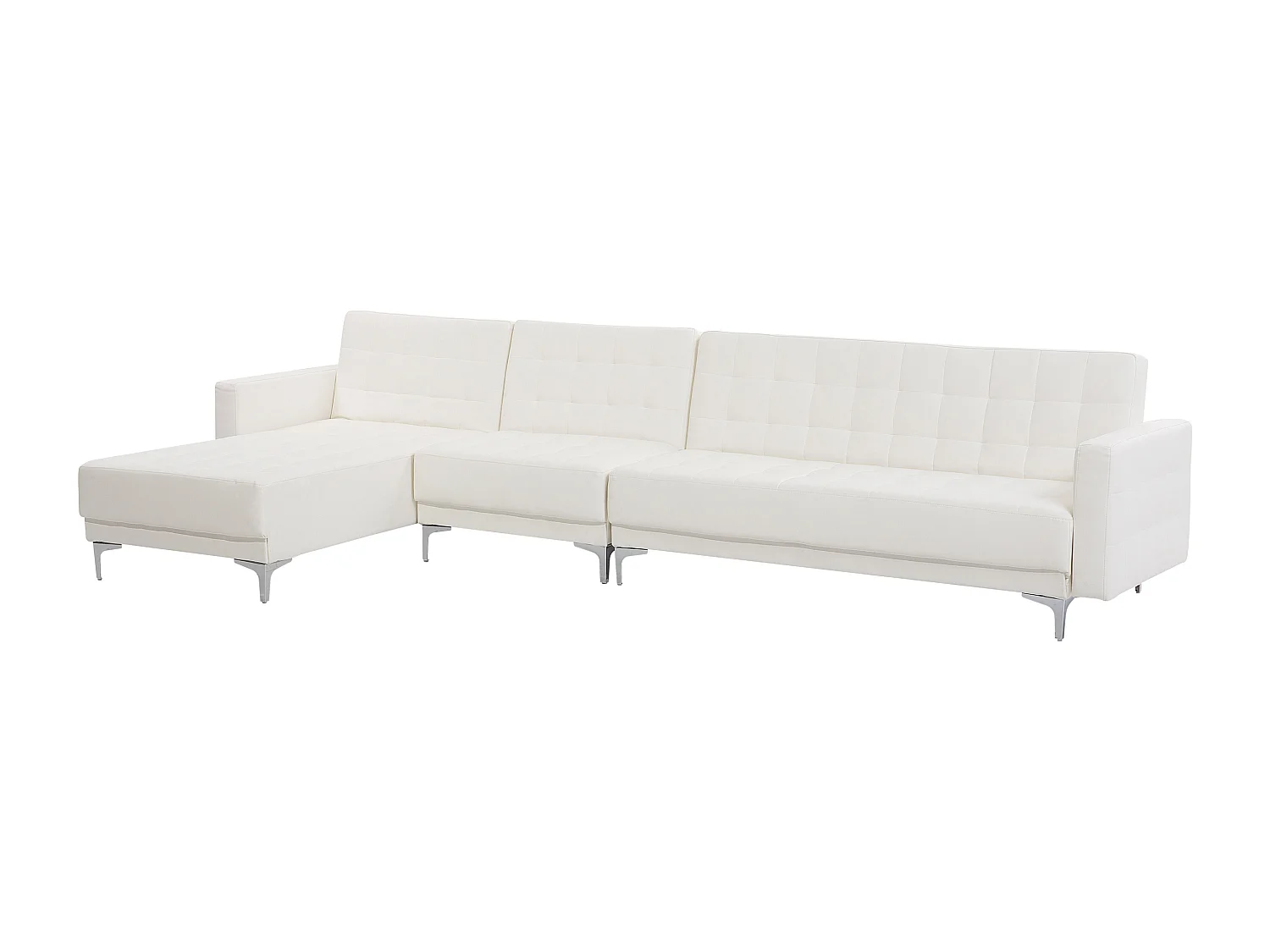 Canapé-lit d'angle modulable 5 places ABERDEEN Cuir PU Blanc Côté droit