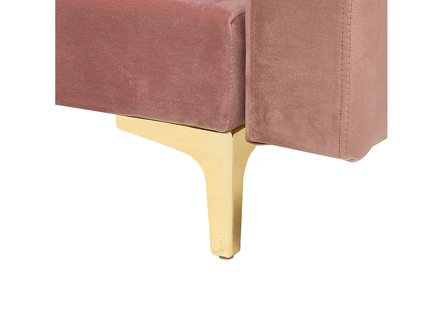 Sofá-cama de canto modular ABERDEEN Veludo Rosa com repousa-pés 5 lugares à direita