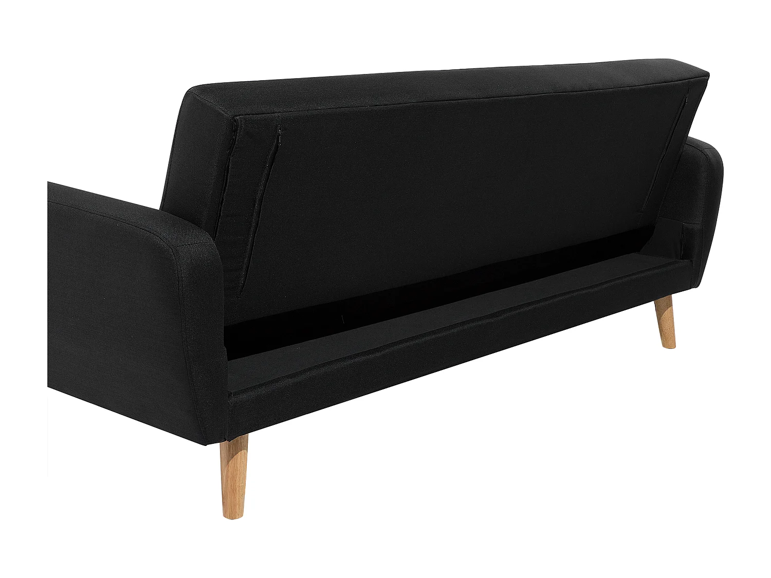 3-Sitzer Sofa Stoffbezug schwarz mit Schlaffunktion Holzbeine Schlafsofa Florli