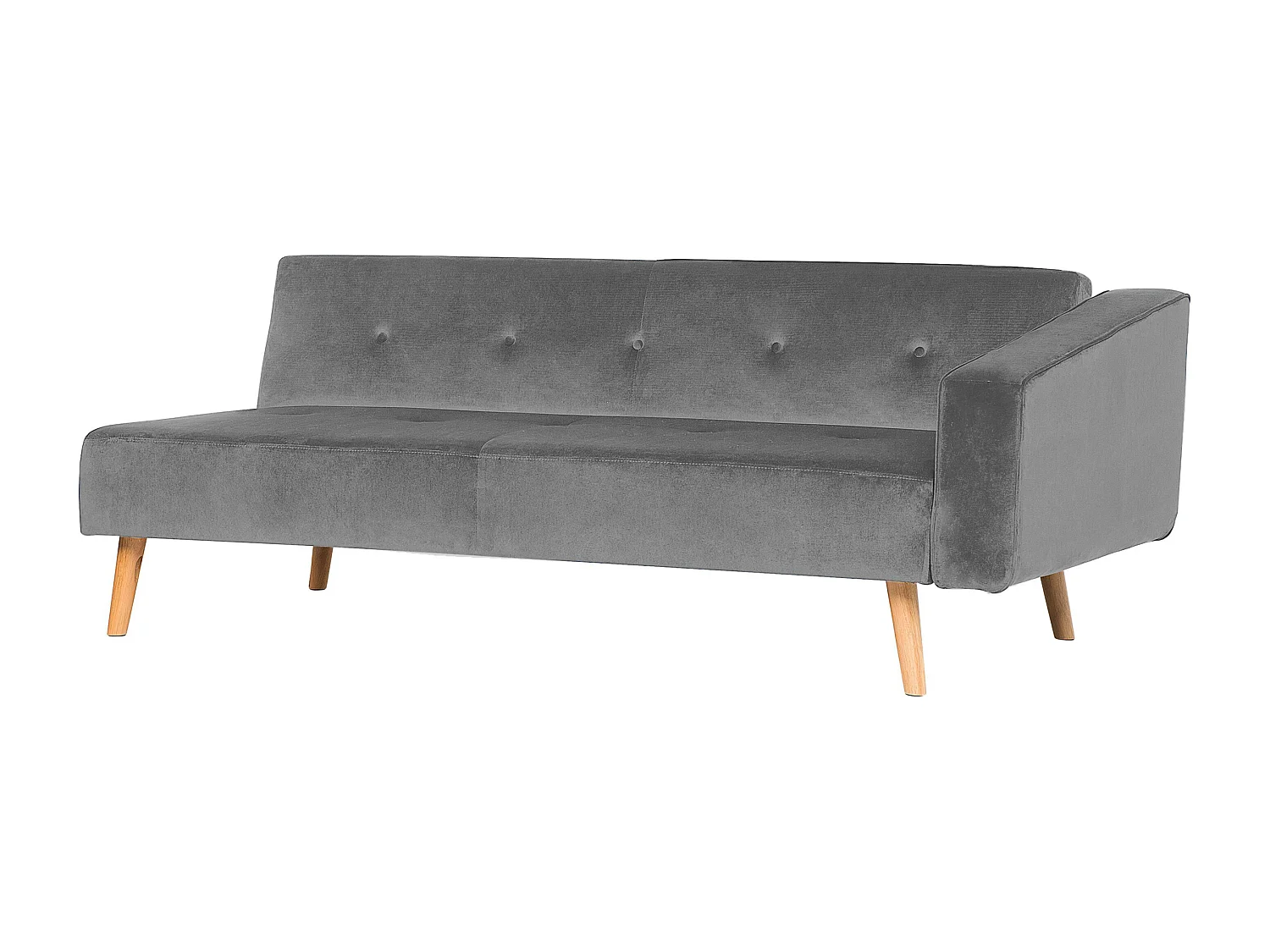 Ecksofa rechtsseitig Retro Stil Samtstoff grau mit Zierkissen Vadso