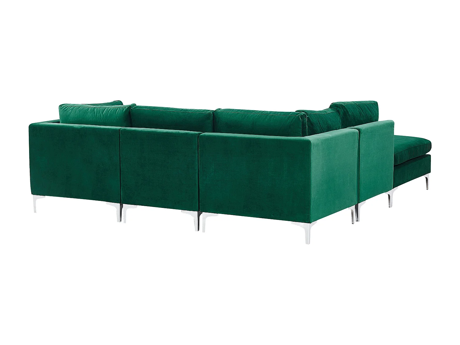 Modulaire hoekbank EVJA Fluweel Groen Met ottomaan 4-zitter Rechterzijde