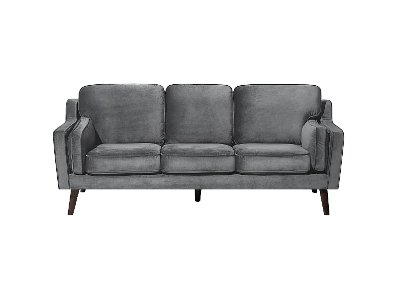 Trendy Retro 3-Sitzer in Dunkelgrau Samtstoff Lokka