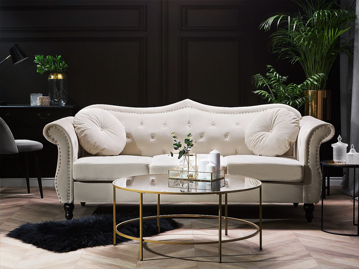 Bank SKIEN Fluweel Beige 3-zitter