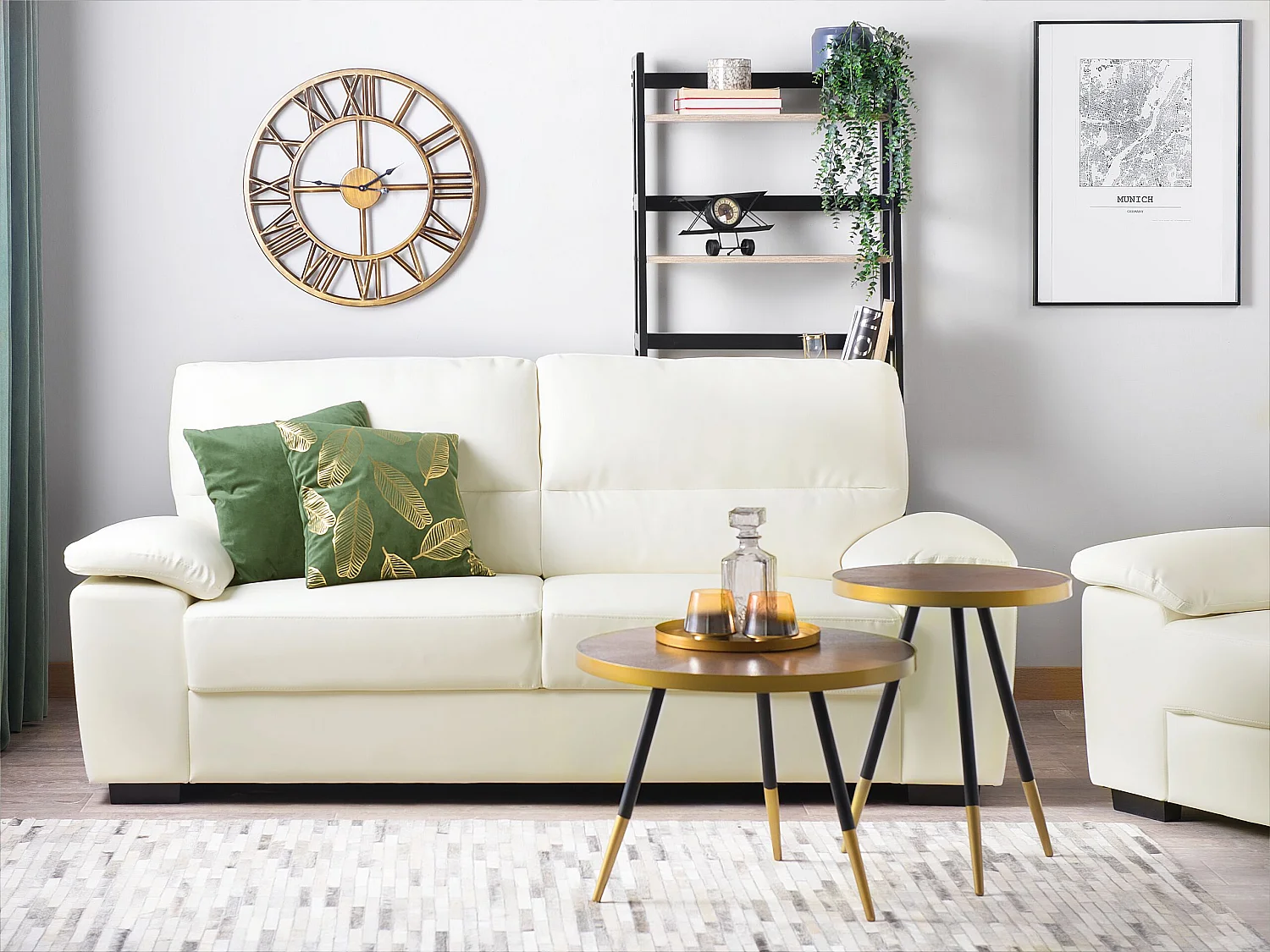 Bank VOGAR Kunstleer Lichtbeige 3-zitter