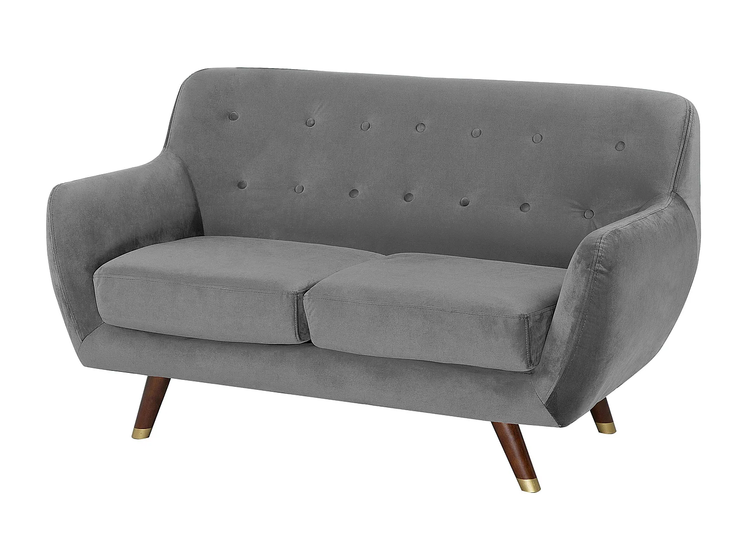 Modernes 2er Retro-Sofa aus Samtstoff in Grau Bodo