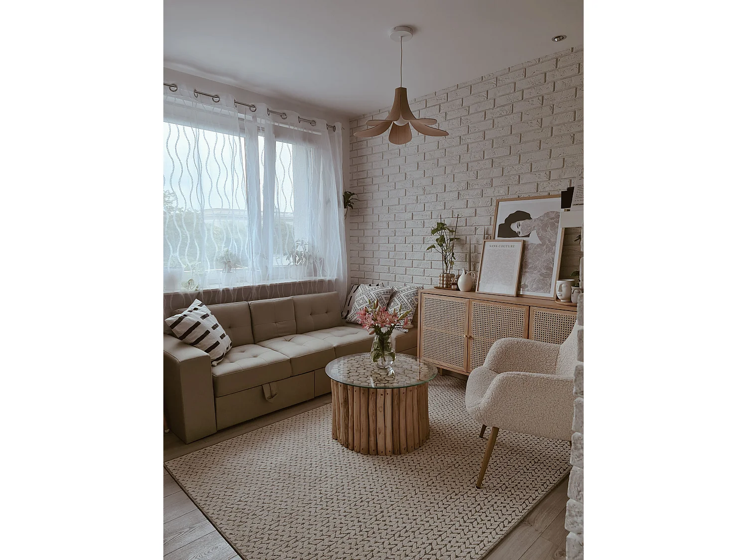 Slaapbank FALSTER Stof Beige met opbergruimte 3-zitter