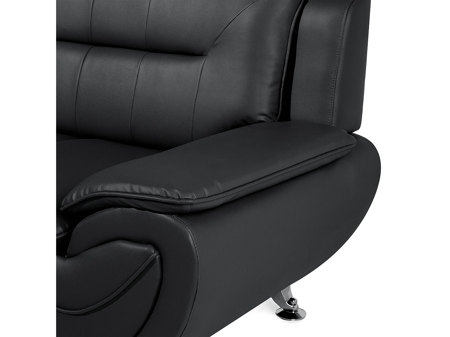 Bequemes Sofa dicke Armlehnen Kunstleder schwarz Leira