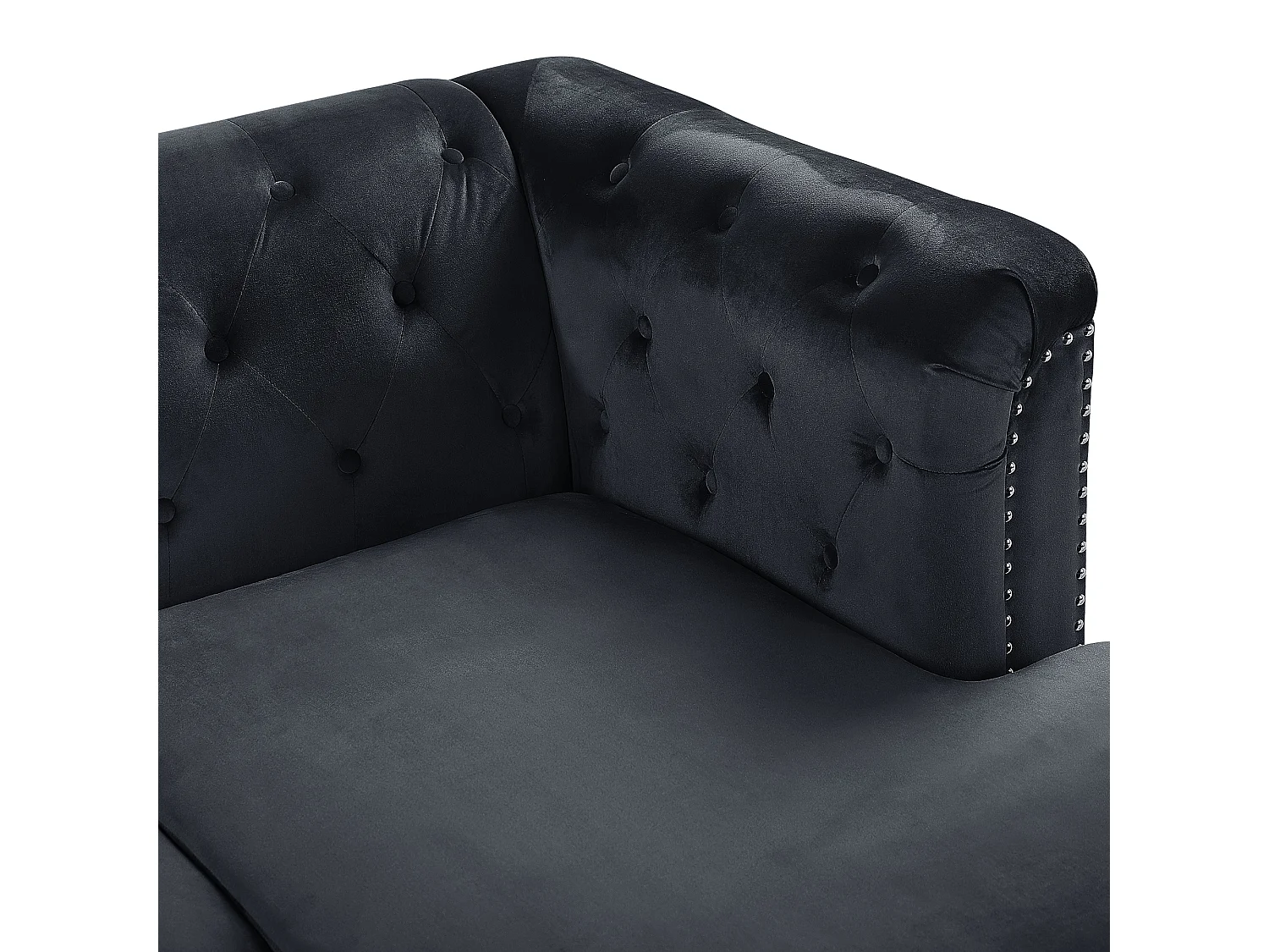Elegantes Ecksofa aus Samtstoff linksseitig schwarz Flen