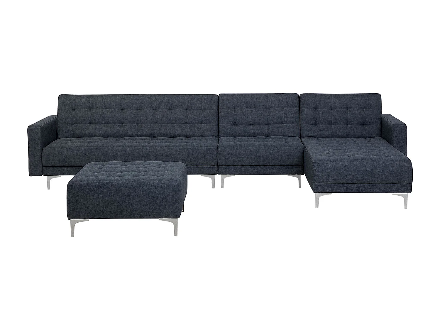 Divano letto angolare modulare ABERDEEN Tessuto Grigio scuro con ottomana 5 posti Lato Sinistro