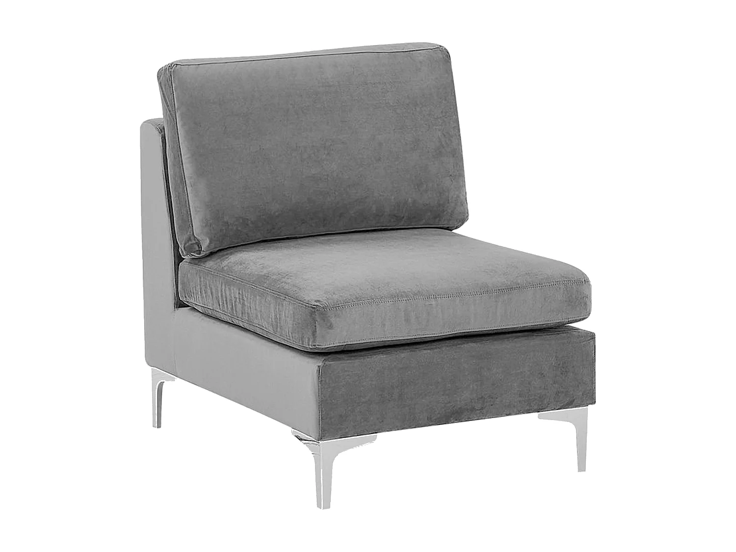 Canapé d'Angle Modulable - Evja - Côté Droit, 6 Modules et Pouf, en Velours, Gris