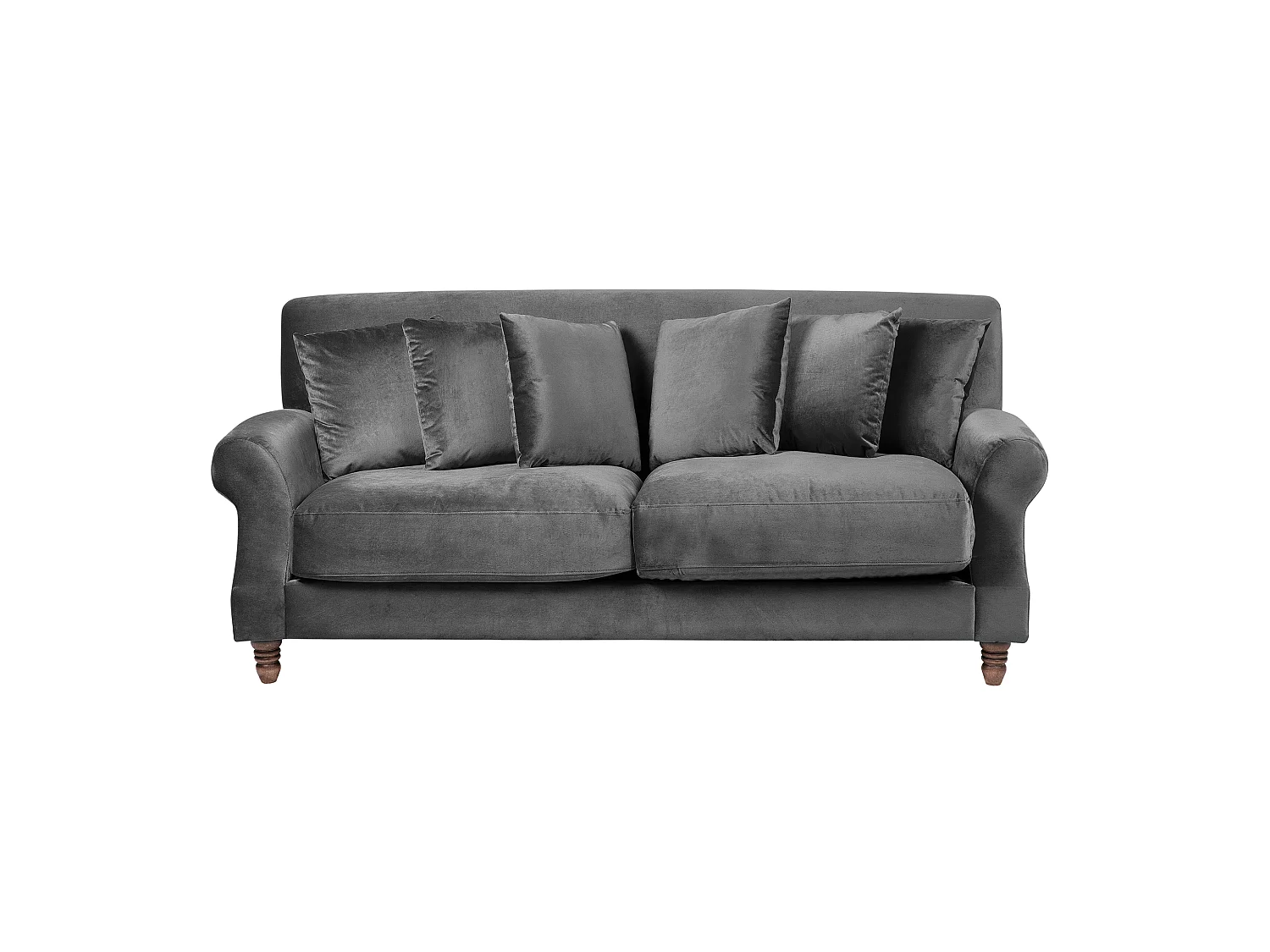 2-Sitzer Sofa Samt grau mit mehreren Kissen Polstersofa Retro-Stil Eike