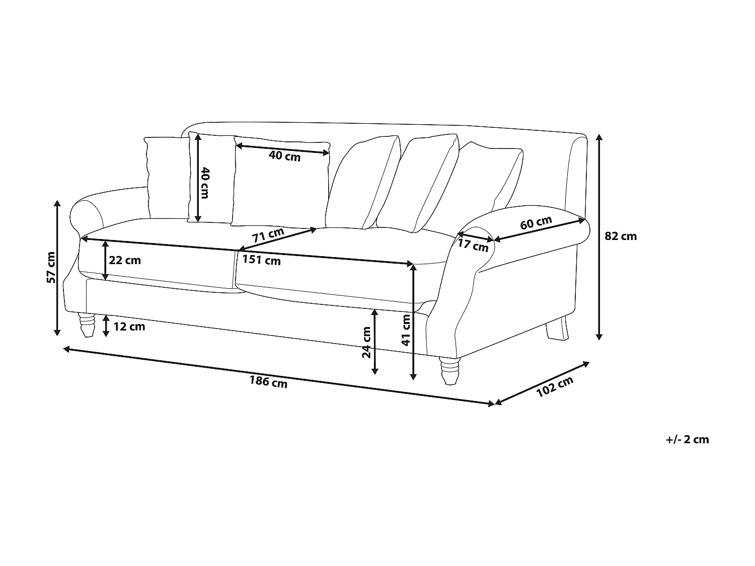 Sofa EIKE Welur Szary dla 2 osób