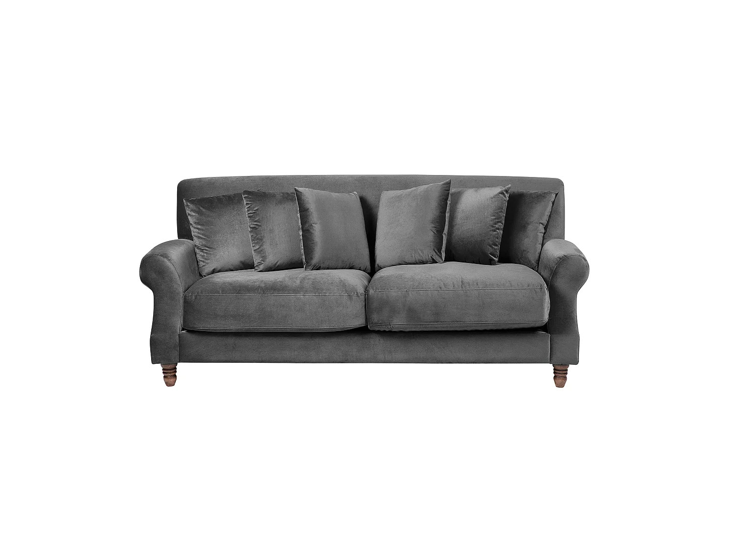 2-Sitzer Sofa Samt grau mit mehreren Kissen Polstersofa Retro-Stil Eike