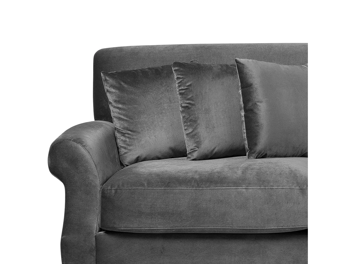 2-Sitzer Sofa Samt grau mit mehreren Kissen Polstersofa Retro-Stil Eike