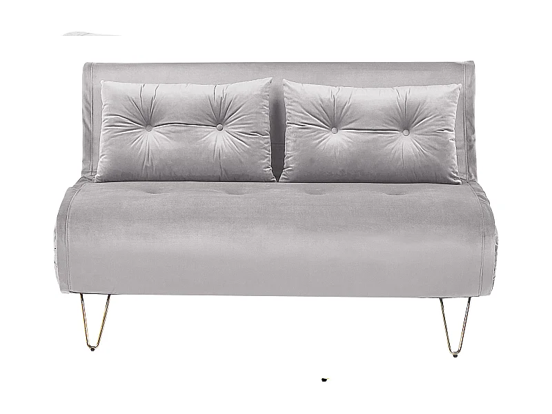2-Sitzer Sofa grau Samtstoff mit Schlaffunktion und Zierkissen Vestfold