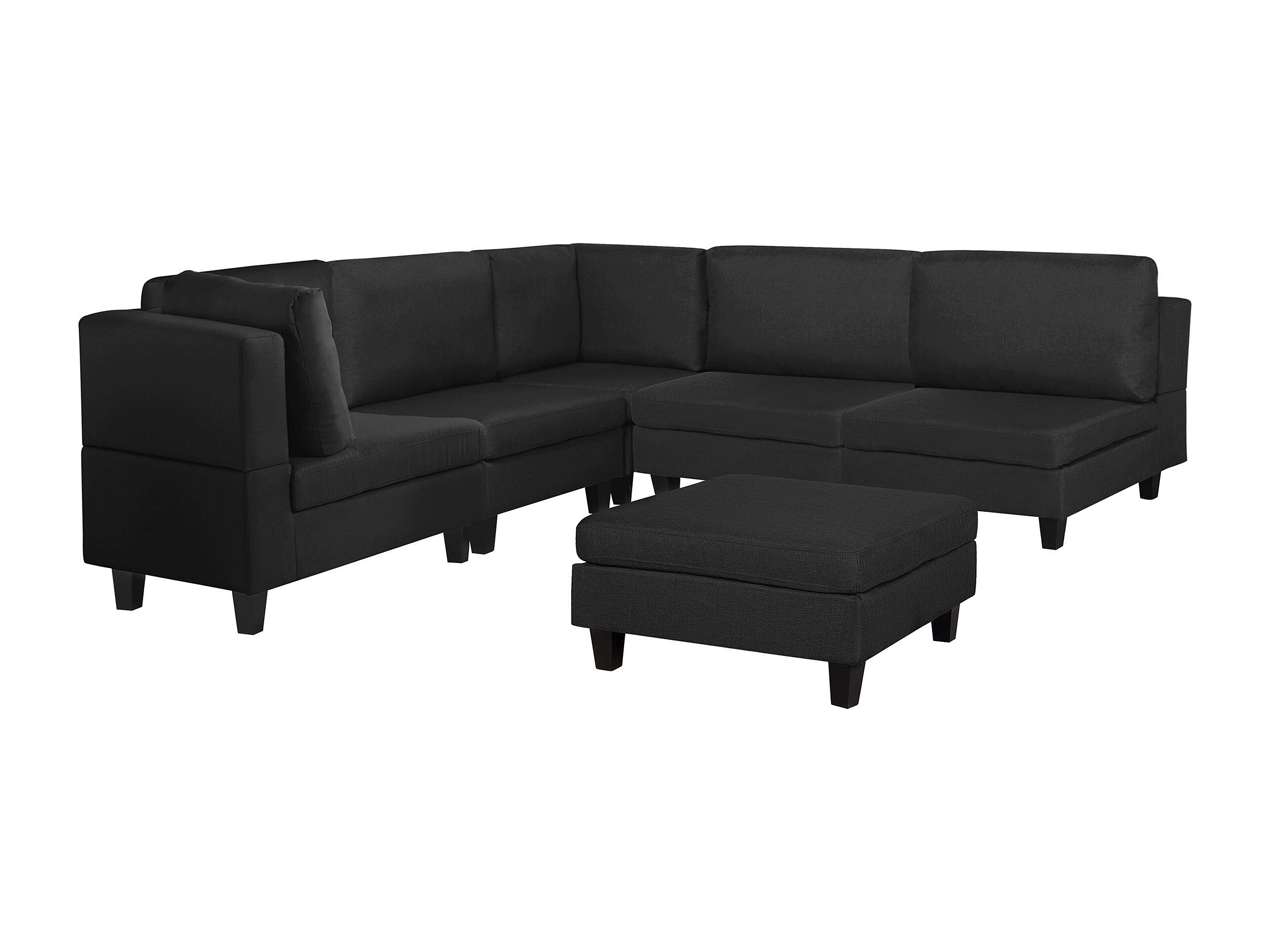 Canapé-lit Modulable En Forme De U ABERDEEN Velours Noir Avec Ottoman 5 Places 88019637