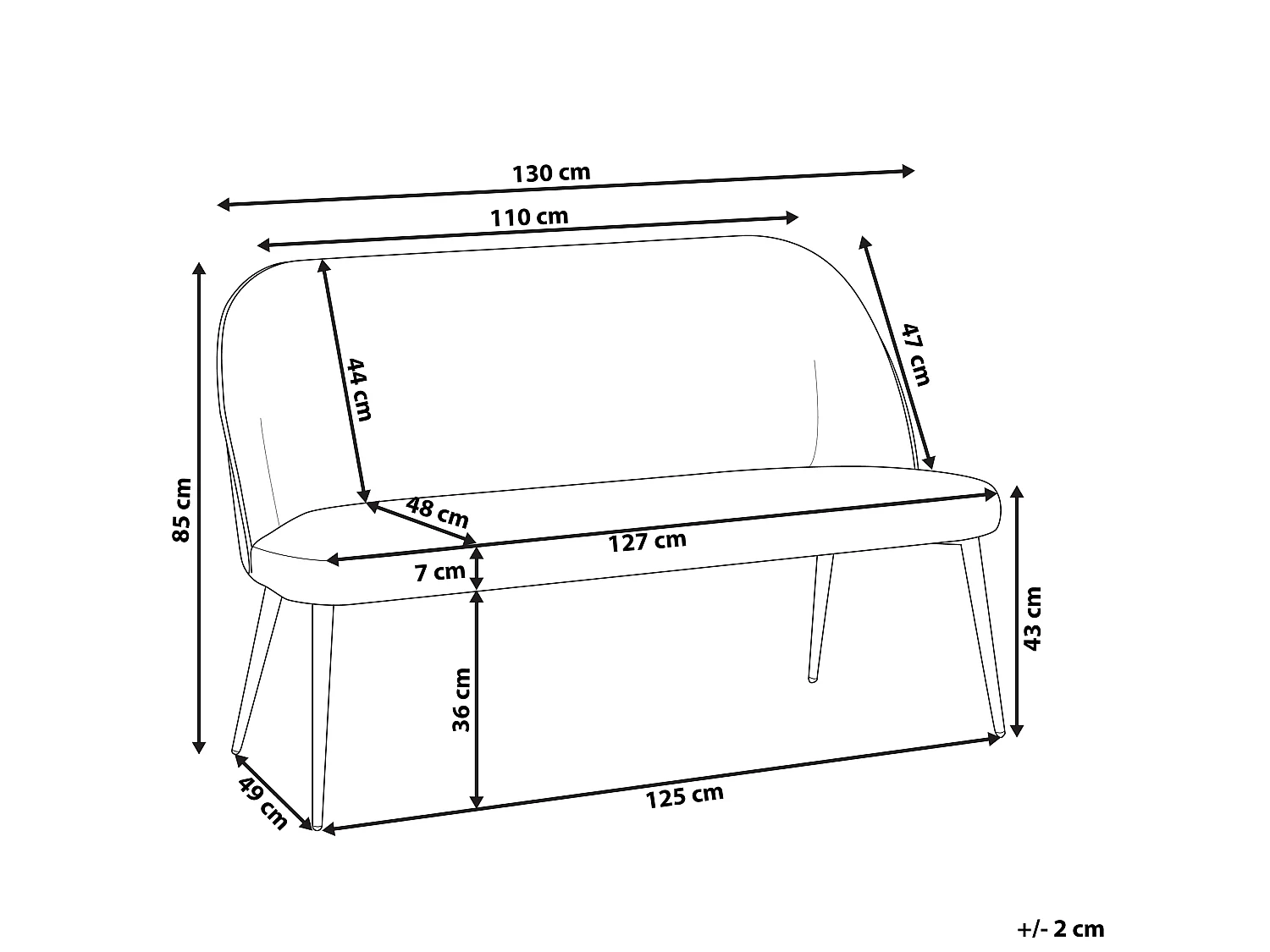 Banc rembourré 2 places OSBY Velours Vert foncé