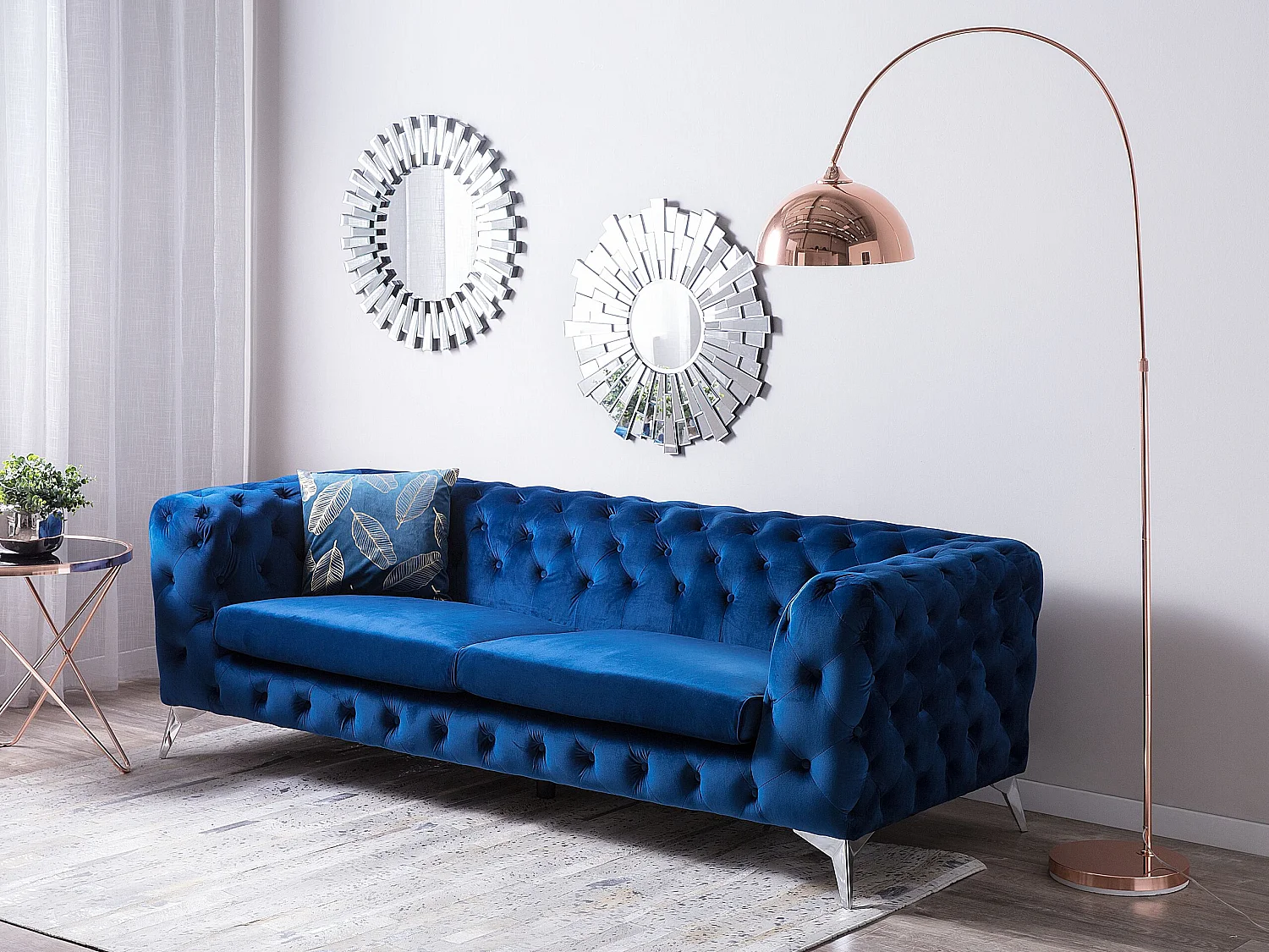 Klassisches Polstersofa Samtstoff Chesterfield Style marineblau Sotra