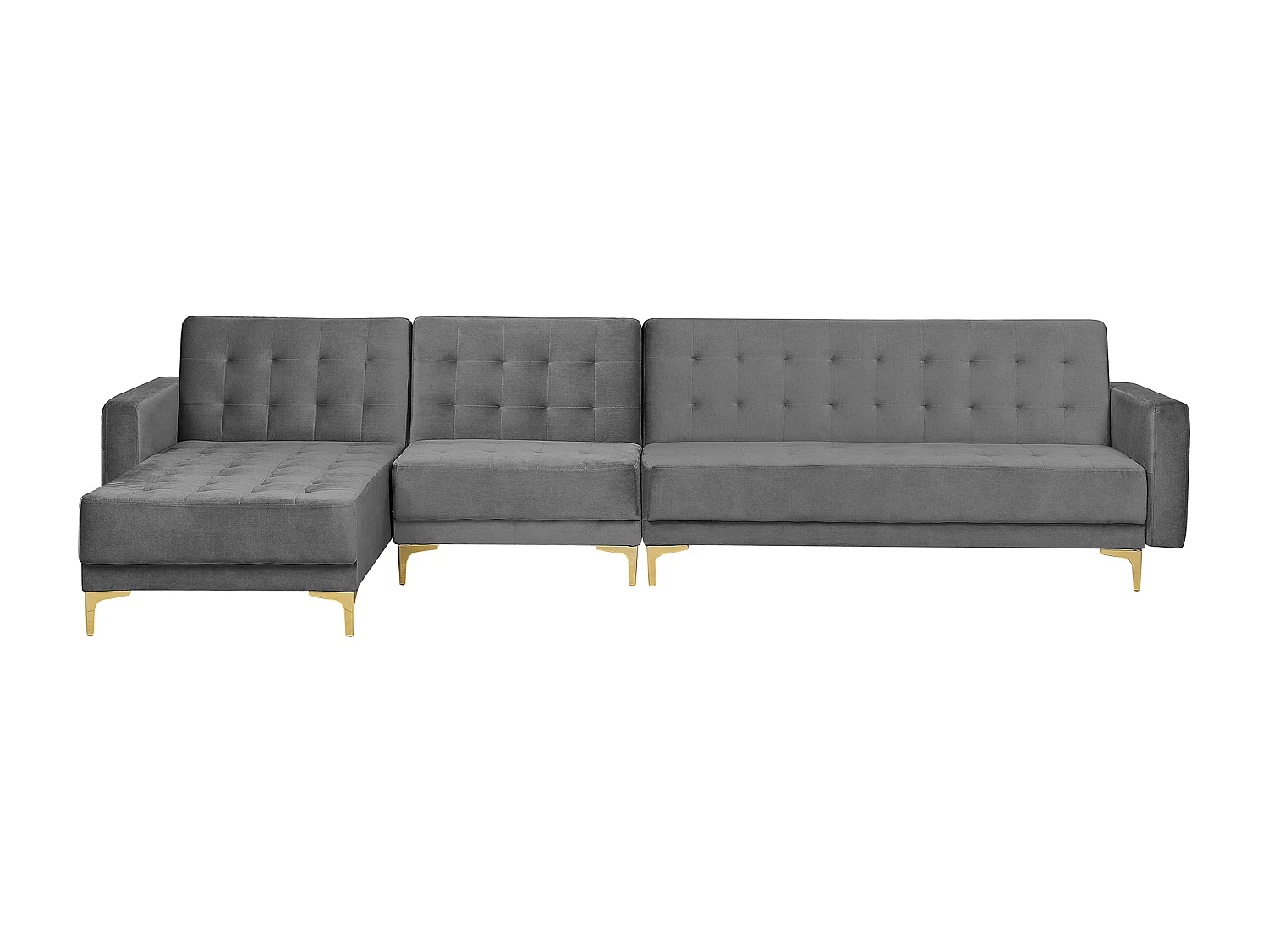 Canapé-lit d'angle modulable 5 places ABERDEEN Velours Gris Côté droit