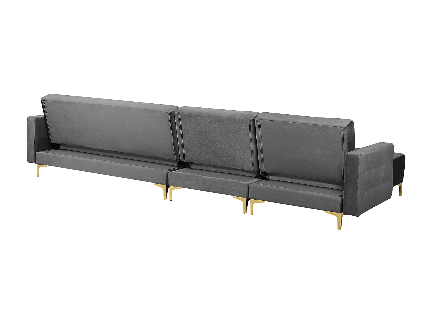 Canapé-lit d'angle modulable 5 places ABERDEEN Velours Gris Côté droit
