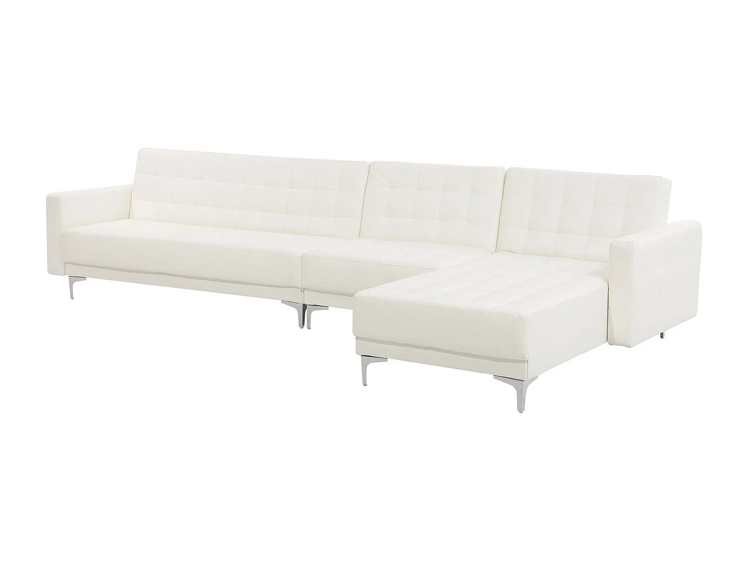 Modulsofa Kunstleder Schlaffunktion weiß linksseitig Aberdeen