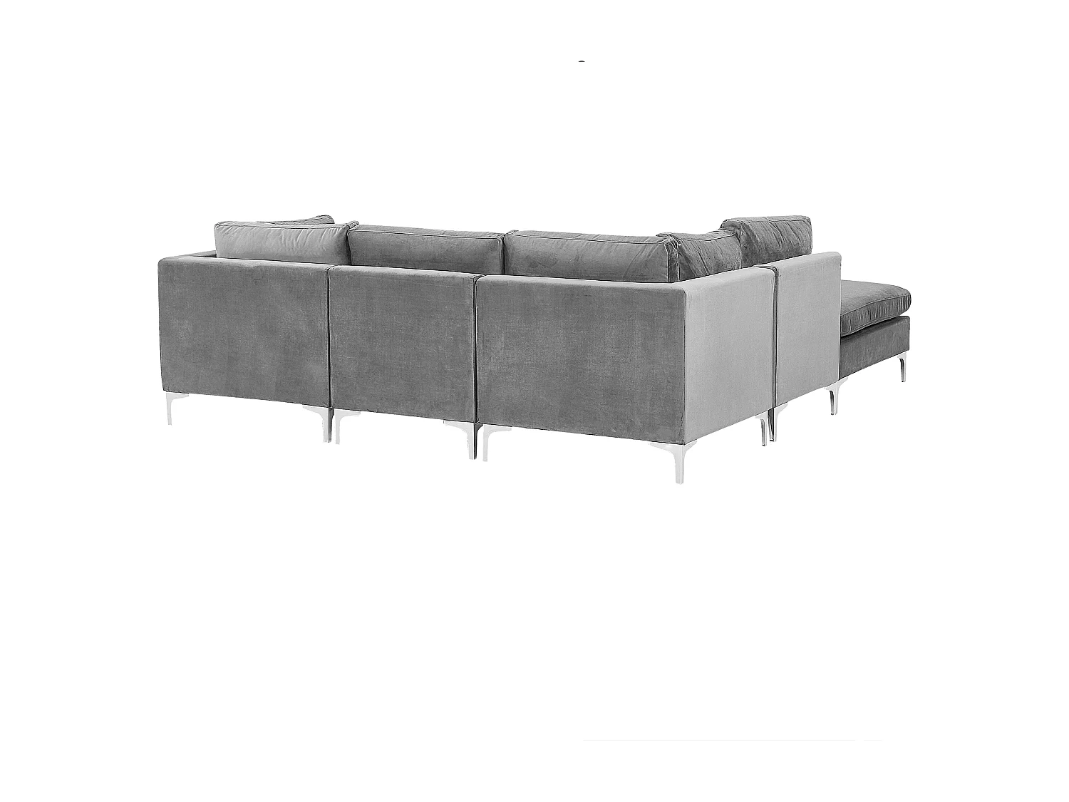 Canapé d'Angle Modulable - Evja - Côté Droit, 4 Modules et Pouf, en Velours, Gris