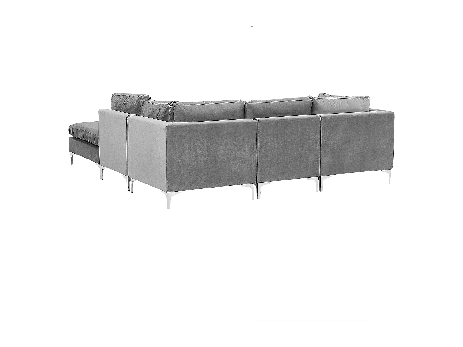 Modulaire hoekbank EVJA Fluweel Grijs Met ottomaan 4-zitter Linkerzijde