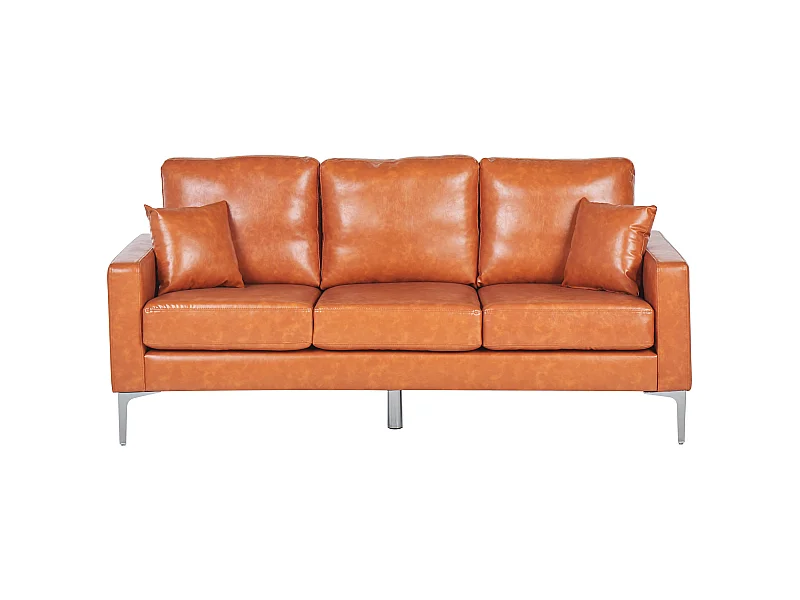 3er Sofa Goldbraun Kunstleder inkl. Kissen Gavle