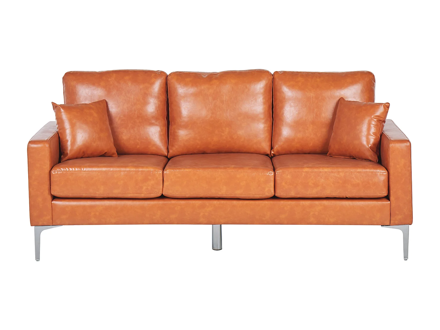 3er Sofa Goldbraun Kunstleder inkl. Kissen Gavle