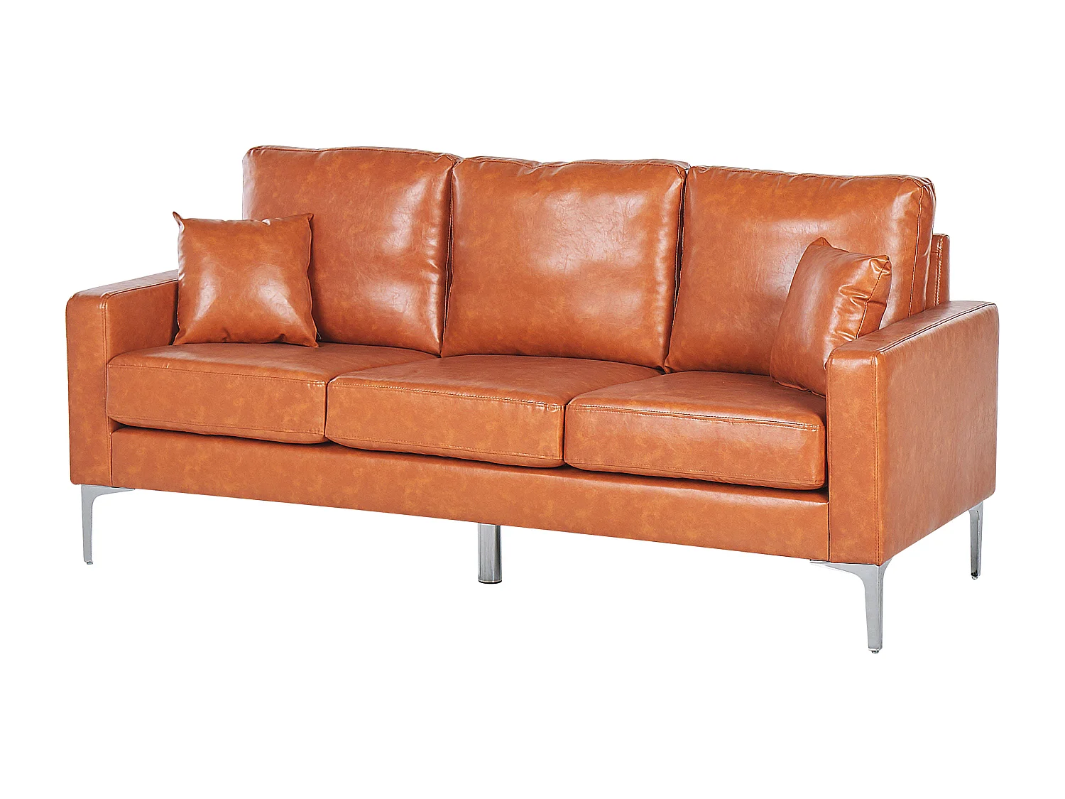 3er Sofa Goldbraun Kunstleder inkl. Kissen Gavle